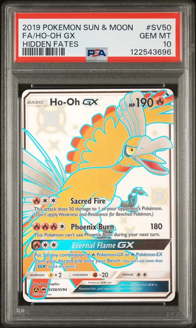 Pokemon Ho-Oh GX SV50/SV94 Hidden Fates Shiny Vault Full Art Holo PSA 10