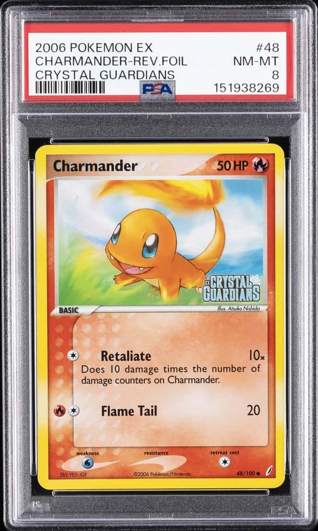 2006 POKEMON EX CRYSTAL GUARDIANS #48 CHARMANDER-REVERSE FOIL PSA 8