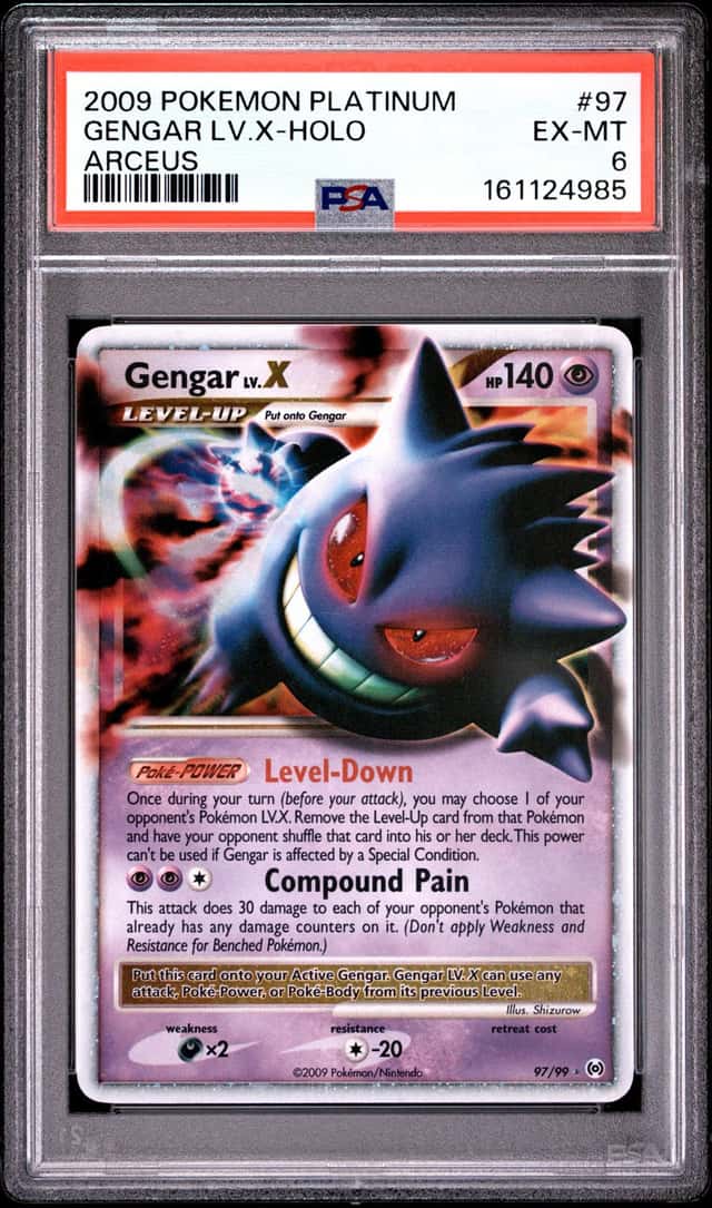 2009 POKEMON PLATINUM ARCEUS #97 GENGAR LV.X-HOLO PSA 6