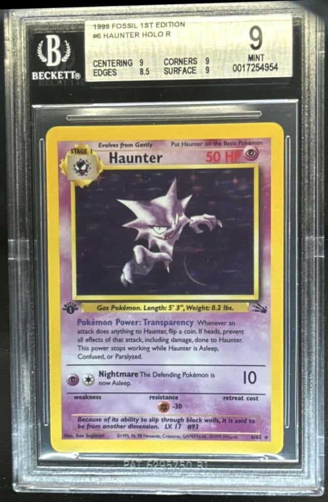 1999 Pokemon Fossil 1st Edition Haunter #6/62 BGS 9