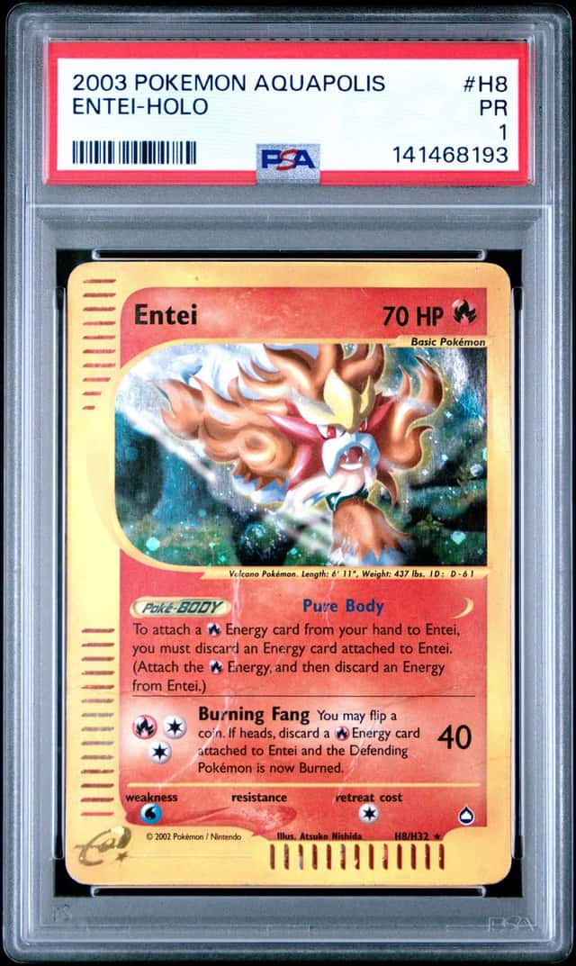 2003 Pokemon Aquapolis Entei Holo #H8/H32 PSA 1