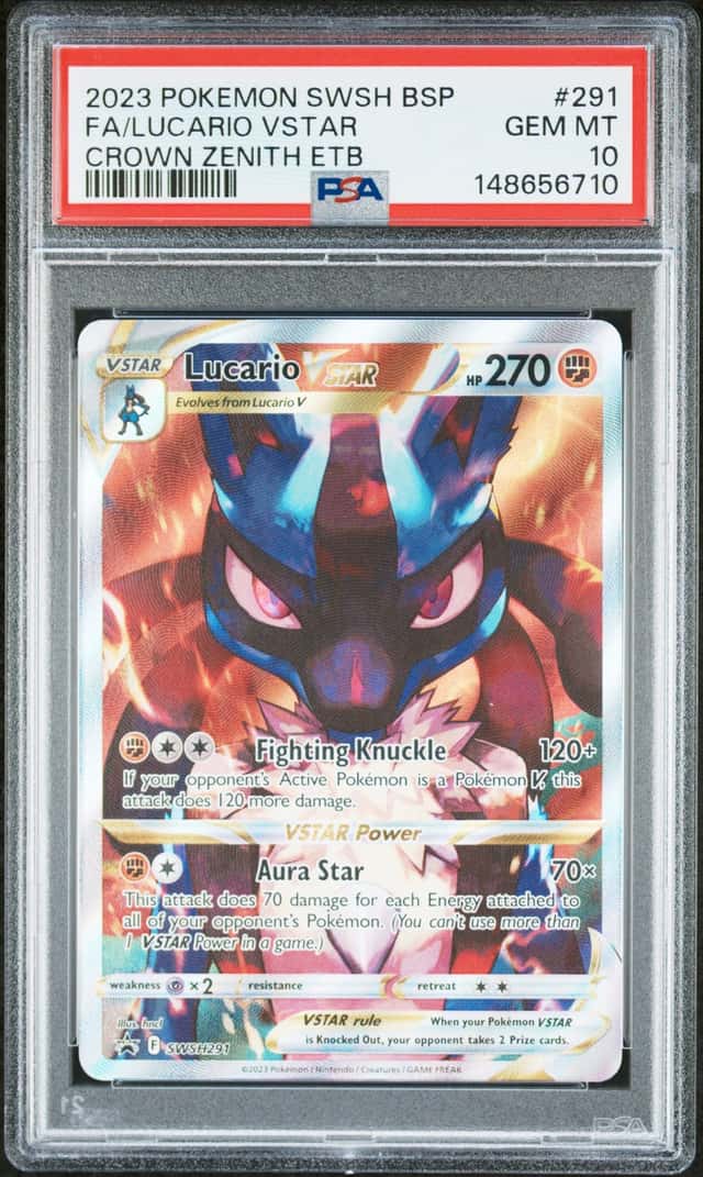 2023 Pokemon SWSH BSP Crown Zenith ETB #291 FA Lucario VSTAR PSA 10 GEM MINT