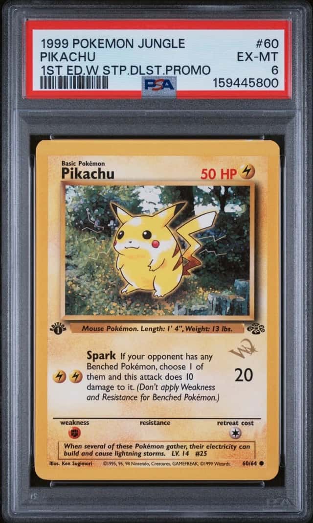 1999 POKEMON JUNGLE 1ST EDITION W STAMP DUELIST PROMO #60 PIKACHU PSA 6