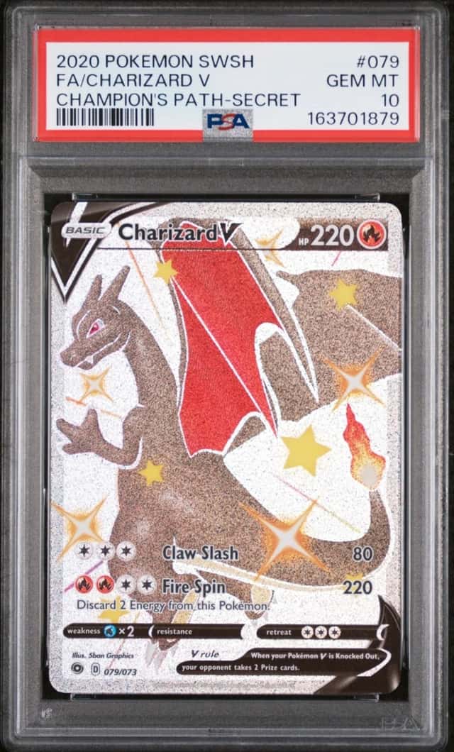2020 POKEMON SWORD & SHIELD CHAMPION'S PATH SECRET FULL ART/CHARIZARD V PSA 10