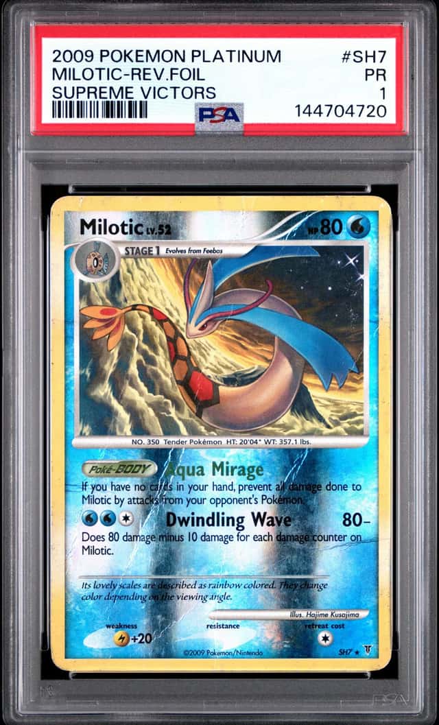 2009 Pokemon Platinum Milotic #SH7 Reverse Foil Supreme Victors Psa 1 SHINY