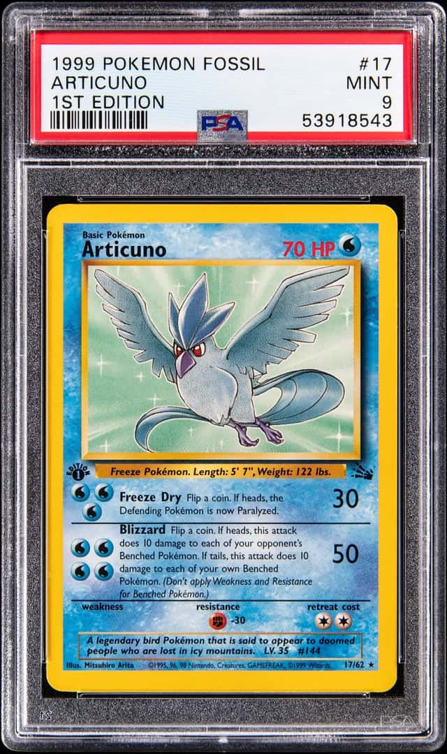 1999 Pokemon Fossil 1st Edition #17 Articuno - PSA MINT 9