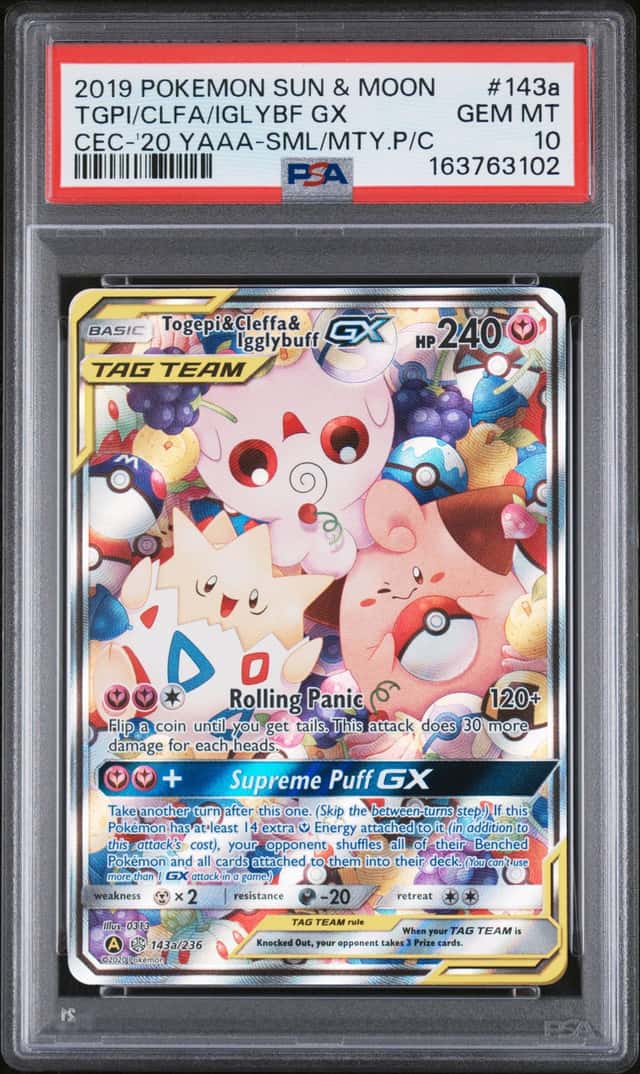 2020 Pokemon Sun and Moon Cosmic Eclipse Yellow A Alternate Art Small But Mighty Premium Collection Cleffa/Igglybuff Gx/Togepi #143a