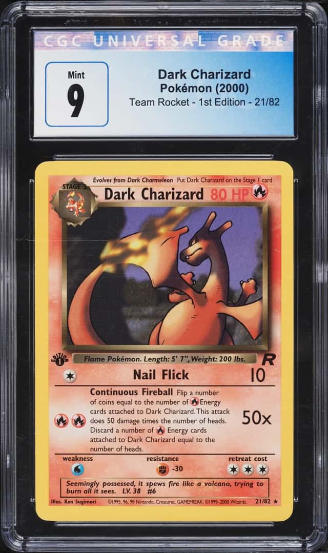 2000 Pokemon Team Rocket 1st Edition Dark Charizard #21 CGC 9 MINT