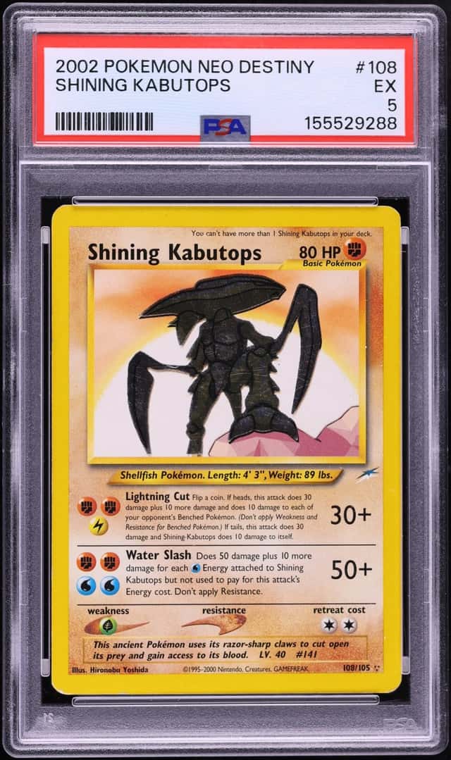 2002 Pokemon Neo Destiny Shining Kabutops #108 PSA 5 EX