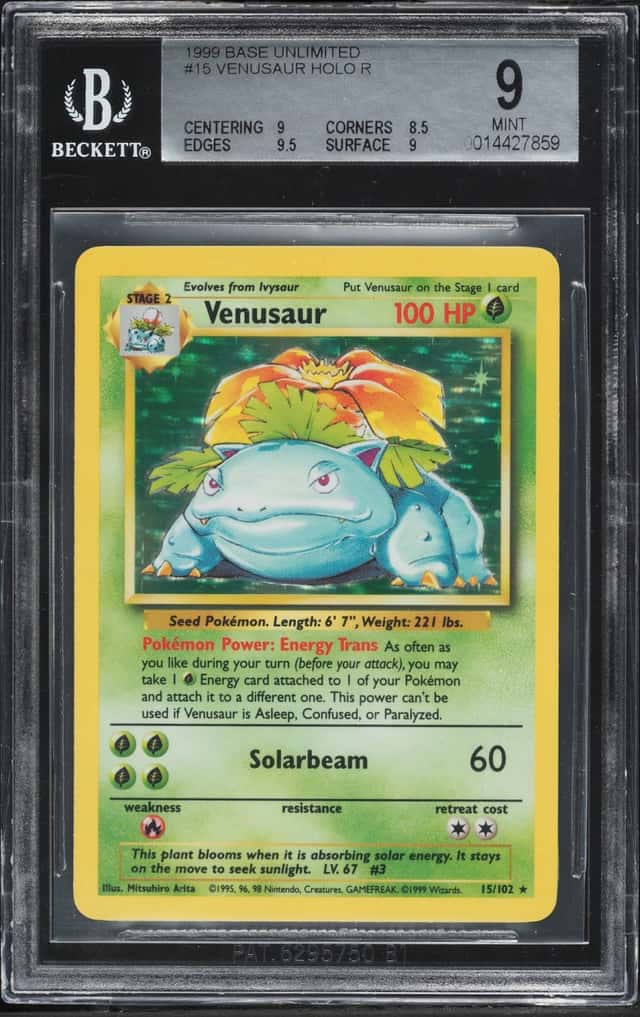 1999 Pokemon Base Set Holo Venusaur #15 BGS 9 MINT
