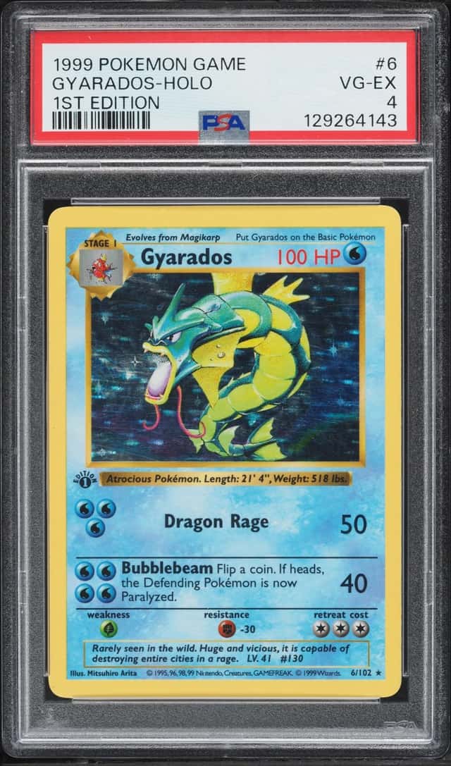1999 Pokemon Base Set Shadowless 1st Edition Holo Gyarados #6 PSA 4 VGEX