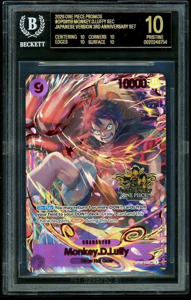 JPN One Piece Promo Monkey.D.Luffy 3rd Anniversary Set BGS 10 BLack Label POP 4