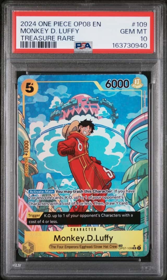 2024 ONE PIECE OP08-TWO LEGENDS TREASURE RARE #109 MONKEY D. LUFFY PSA 10
