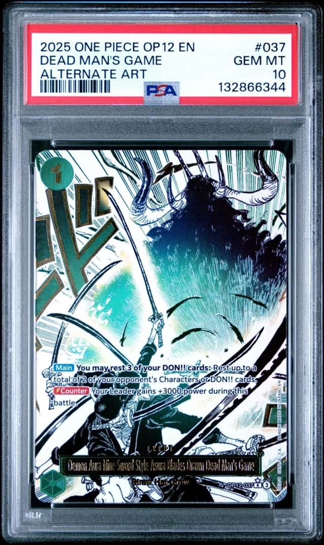 One Piece Demon Aura Nine-Sword Style Asura Blades Drawn Op12-037 Alt Art PSA 10