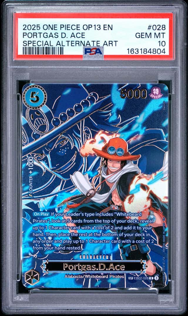 One Piece Portgas D. Ace Carrying On His Will Op13-028 Special Alt Art PSA 10