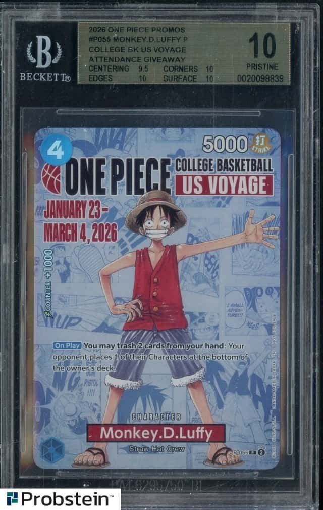 2026 One Piece EN College Basketball US Voyage Monkey D Luffy BGS 10 PRISTINE