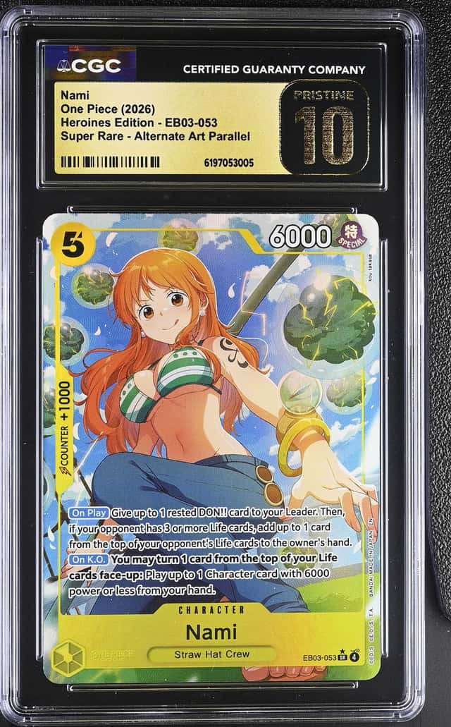 2026 One Piece EB03-053 Nami Alt Art Parallel CGC 10 Pristine Black Label