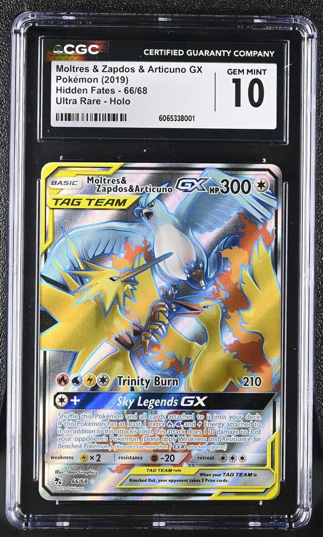 CGC 10 Pokemon Moltres & Zapdos & Articuno GX Hidden Fates Holo Ultra Rare 66/68