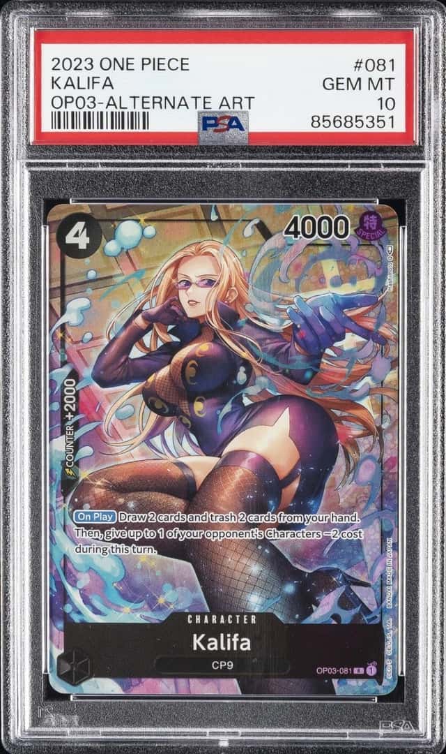 2023 ONE PIECE OP03-PILLARS OF STRENGTH ALTERNATE ART #081 KALIFA PSA 10
