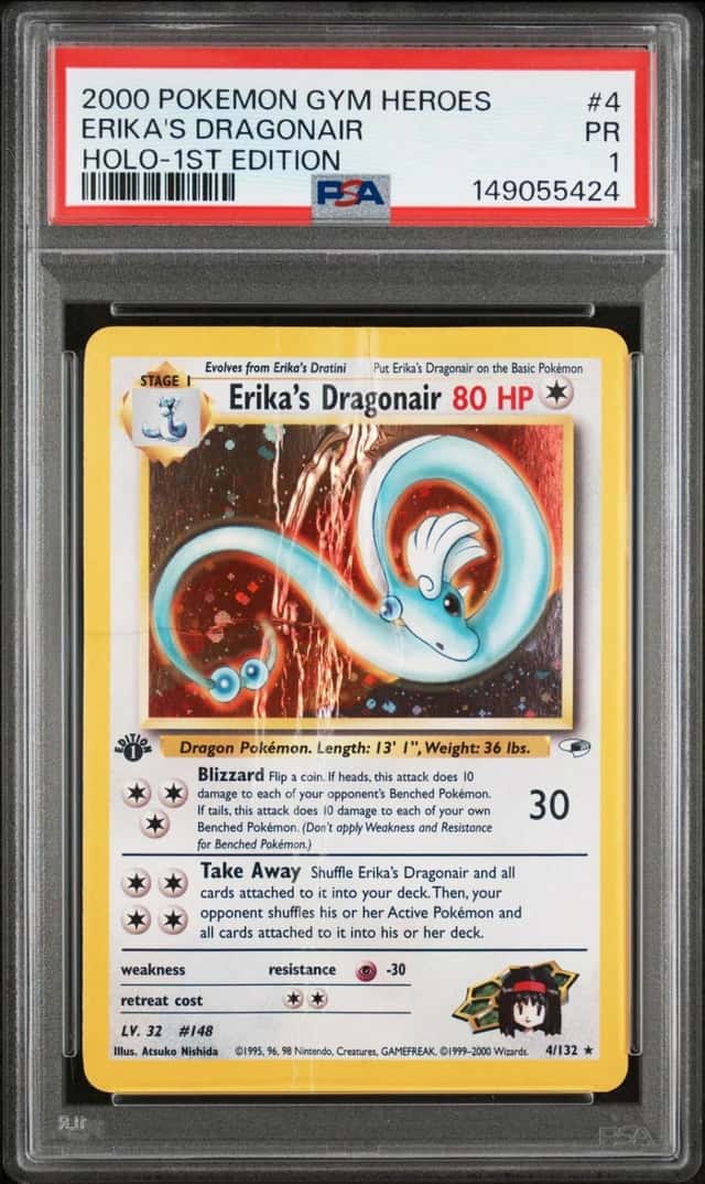 2000 POKEMON GYM HEROES HOLO-1ST EDITION #4 ERIKA'S DRAGONAIR PSA 1