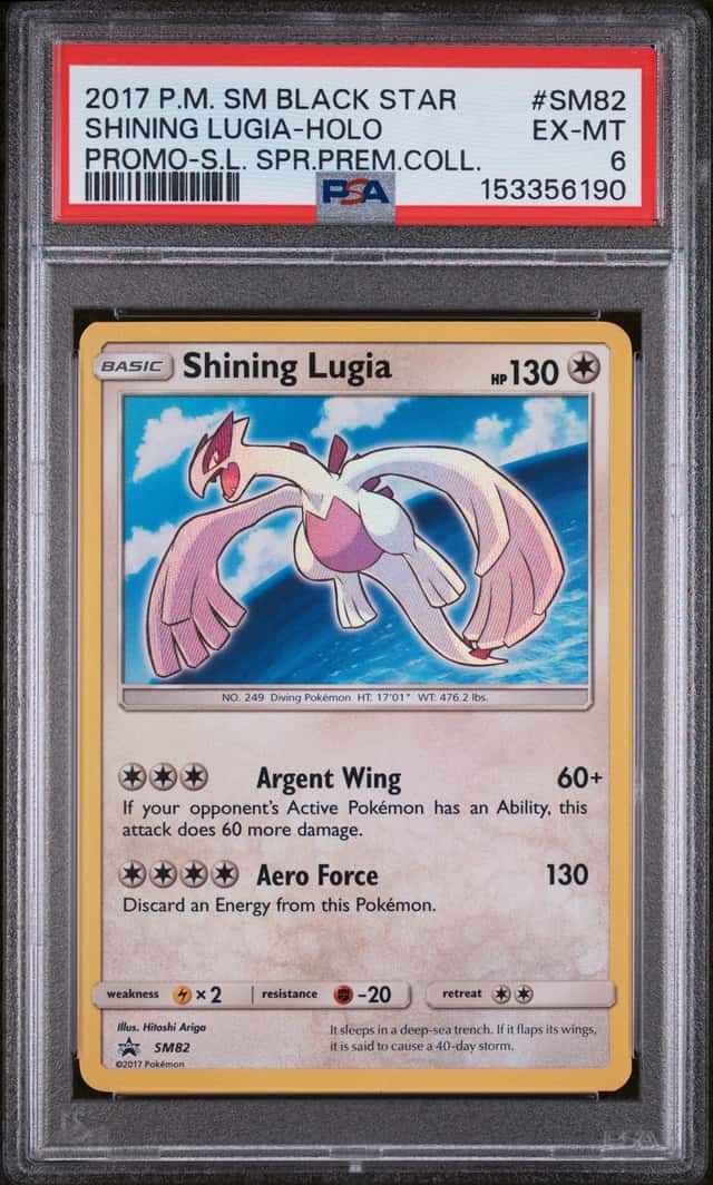 2017 POKEMON SM BLACK STAR PROMO #SM82 SHINING LUGIA-HOLO PSA 6
