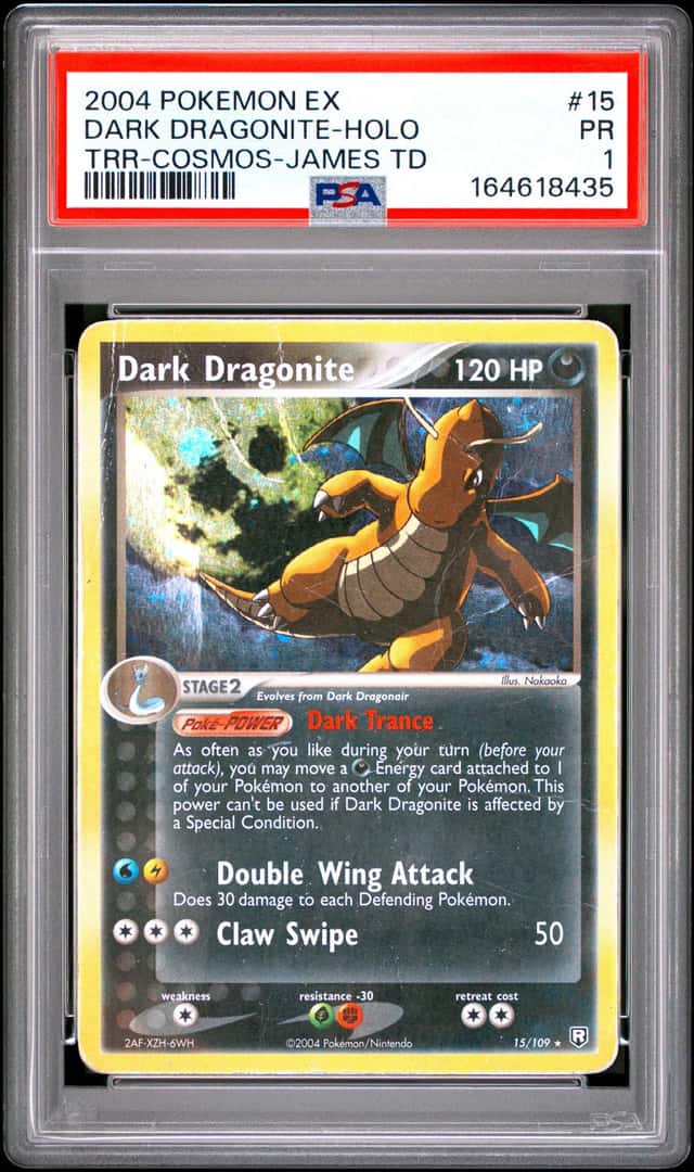 2004 POKEMON EX TEAM ROCKET RETURNS #15 DARK DRAGONITE-HOLO PSA 1