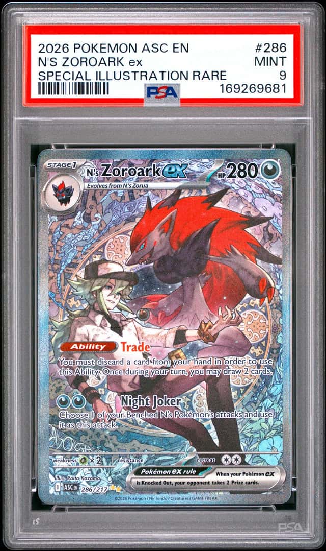 2026 POKEMON ASCENDED HEROES SPECIAL ILLUSTRATION RARE N'S ZOROARK EX PSA 9