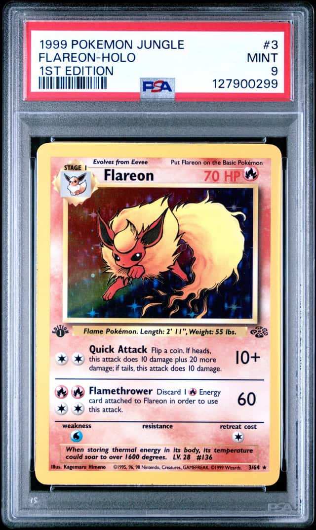 POKEMON FLAREON-HOLO 1999 JUNGLE #3 1ST EDITION PSA 9