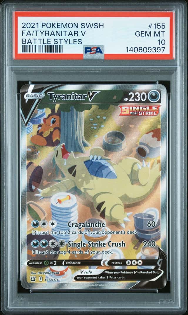 Pokémon TCG Tyranitar V 155/163 Battle Styles Alt FA Holo PSA 10