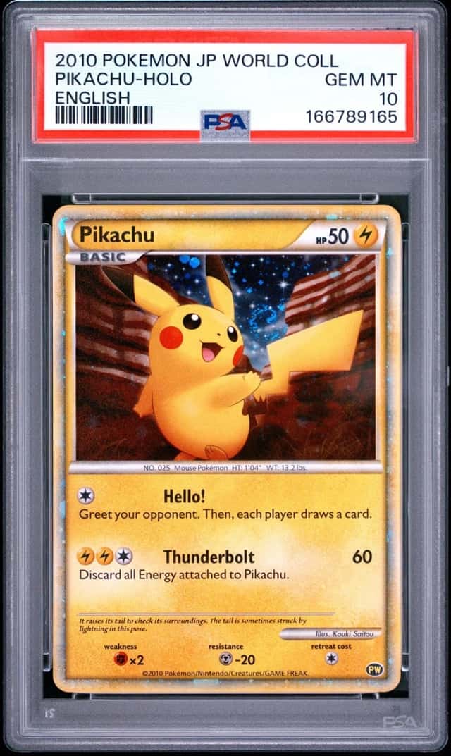 2010 POKEMON JAPANESE WORLD COLLECTION ENGLISH PIKACHU-HOLO PSA 10