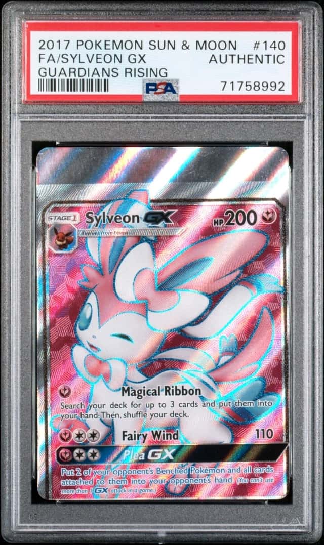 POKEMON FA/SYLVEON GX 2017 S&M GUARDIANS RISING #140 PSA AUTHENTIC *MISCUT ERROR