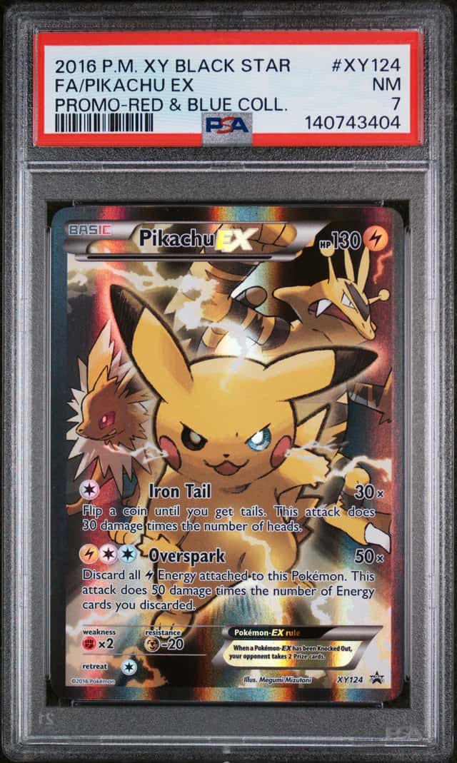 2016 Pokemon XY BSP Red & Blue Collection #XY124 FA/Pikachu EX PSA 7