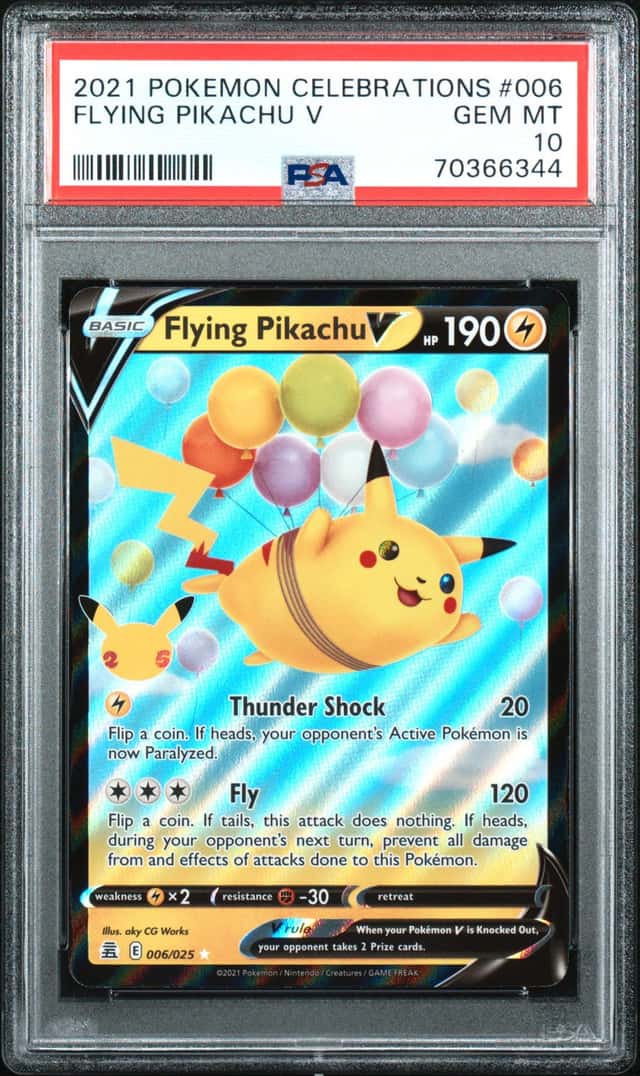 2021 Pokemon Sword & Shield Celebrations Flying Pikachu V #006/025 PSA 10 WN2