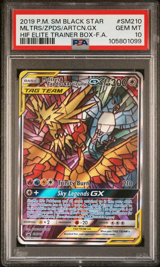 2019 Pokemon SM Promo Moltres & Zapdos Articuno Tag Team #SM210 PSA 10