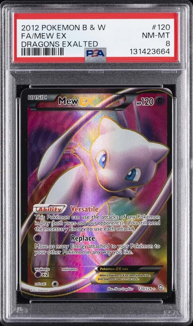 2012 POKEMON BLACK & WHITE DRAGONS EXALTED #120 FULL ART/MEW EX PSA 8