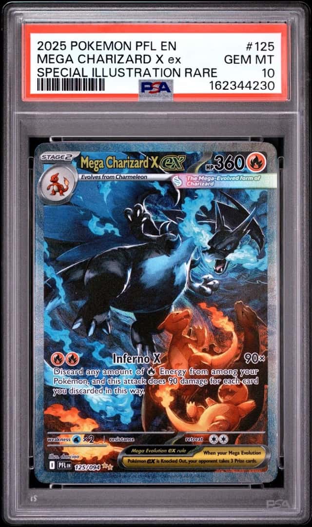 2025 POKEMON PFL EN-PHANTASMAL FLAMES #125 MEGA CHARIZARD X EX PSA 10