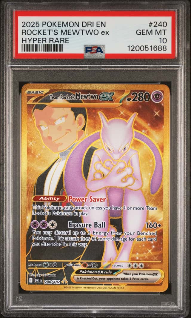PSA 10 Team Rocket’s Mewtwo ex #240 DRI GEM MINT Hyper Rare Pokémon Card