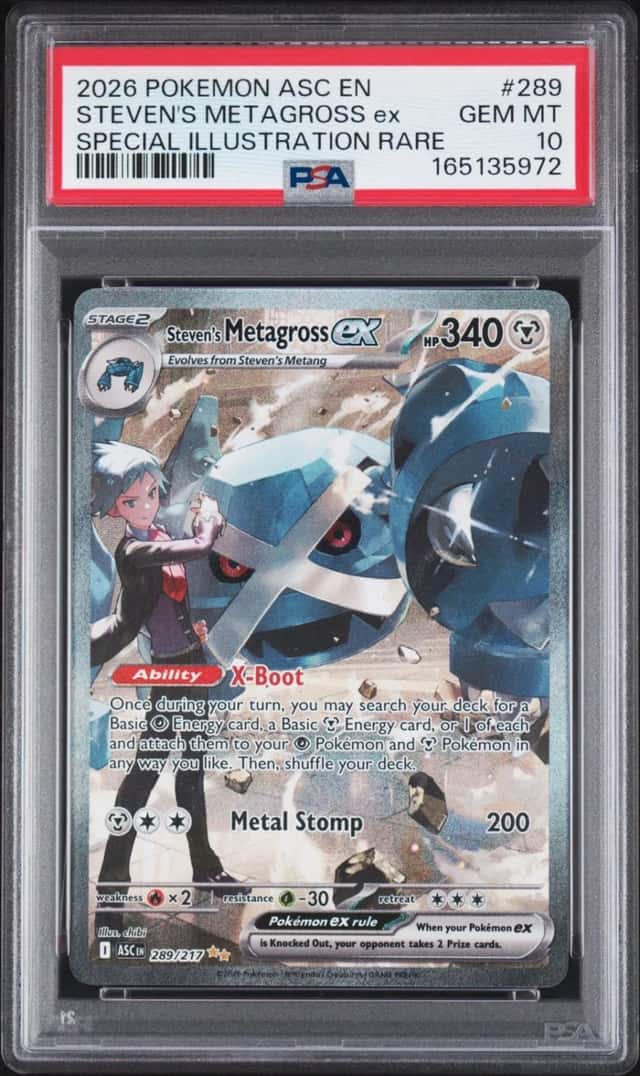 2026 POKEMON ASC SPECIAL ILLUSTRATION RARE #289 STEVEN'S METAGROSS EX PSA 10