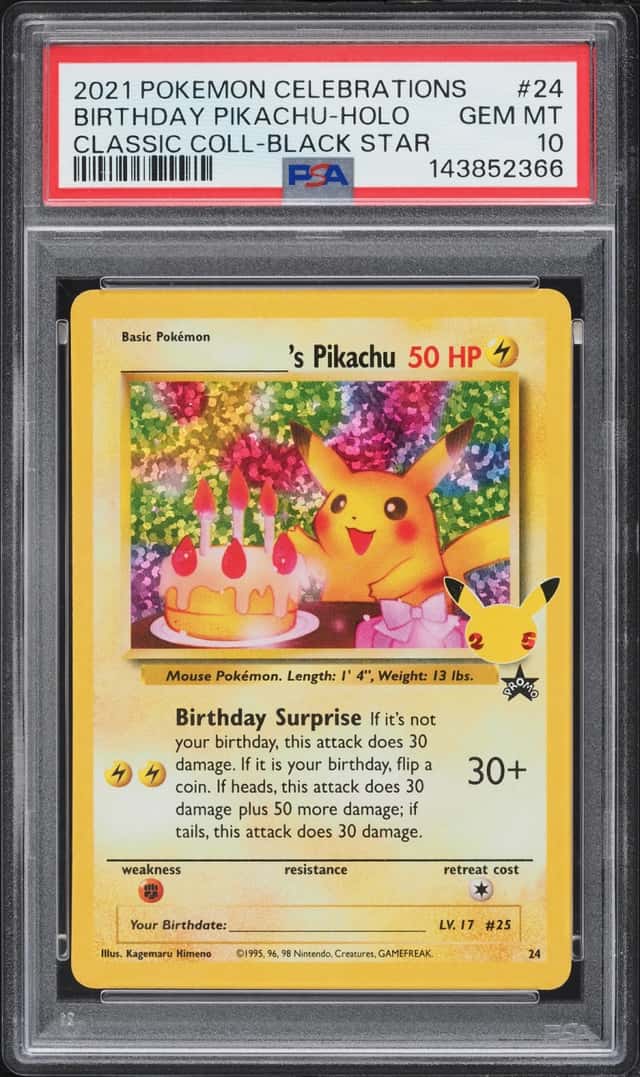 2021 Pokemon SWSH Promo Celebrations Classic Collection Holo Birthday Pikachu #24 PSA 10 GEM