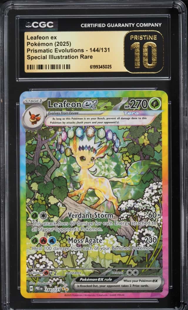 2025 Pokemon Scarlet & Violet Prismatic Evolutions SIR Leafeon Ex #144 CGC 10 PRISTINE