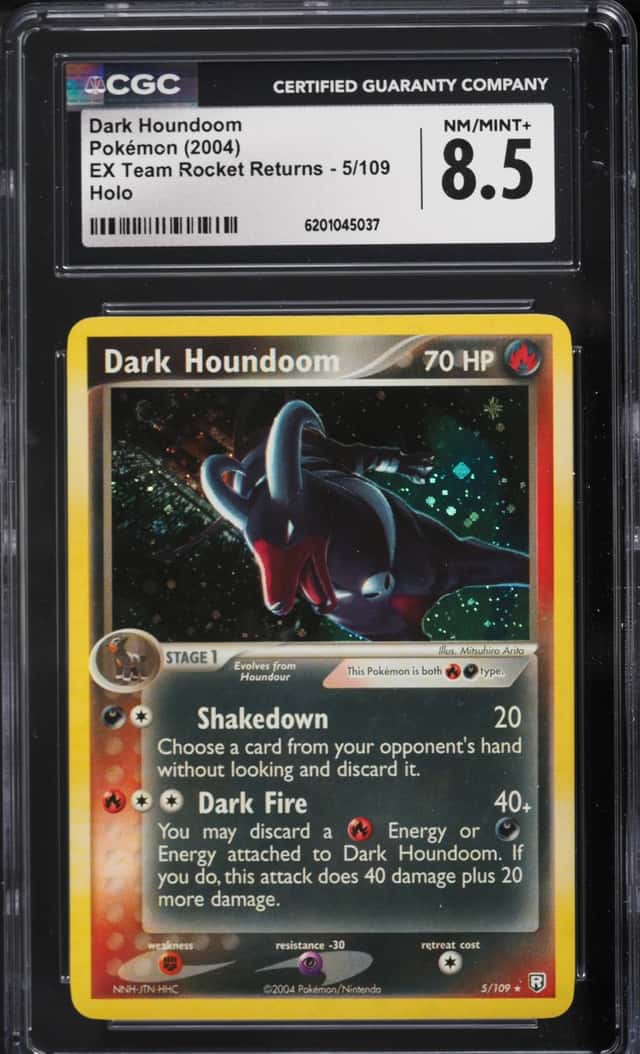 2004 Pokemon Ex Team Rocket Returns Holo Dark Houndoom #5 CGC 8.5 NM-MT+