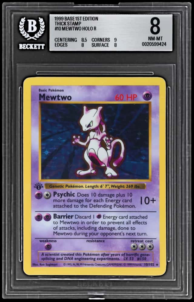 1999 Pokemon Base Set 1st Edition Holo Mewtwo #10