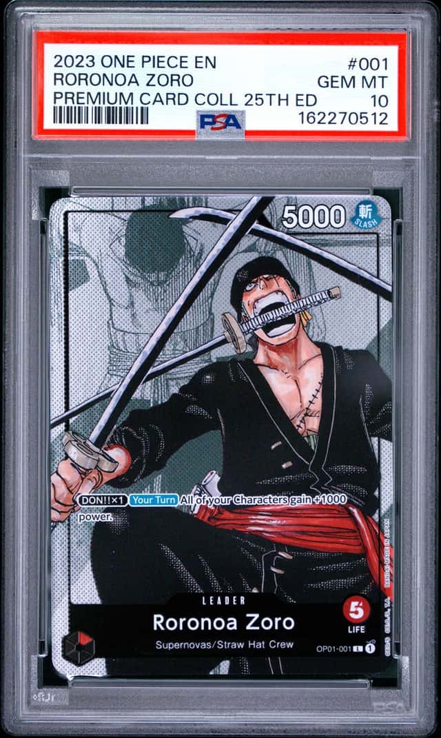 2023 ONE PIECE PREMIUM CARD COLLECTION 25TH EDITION #001 RORONOA ZORO PSA 10