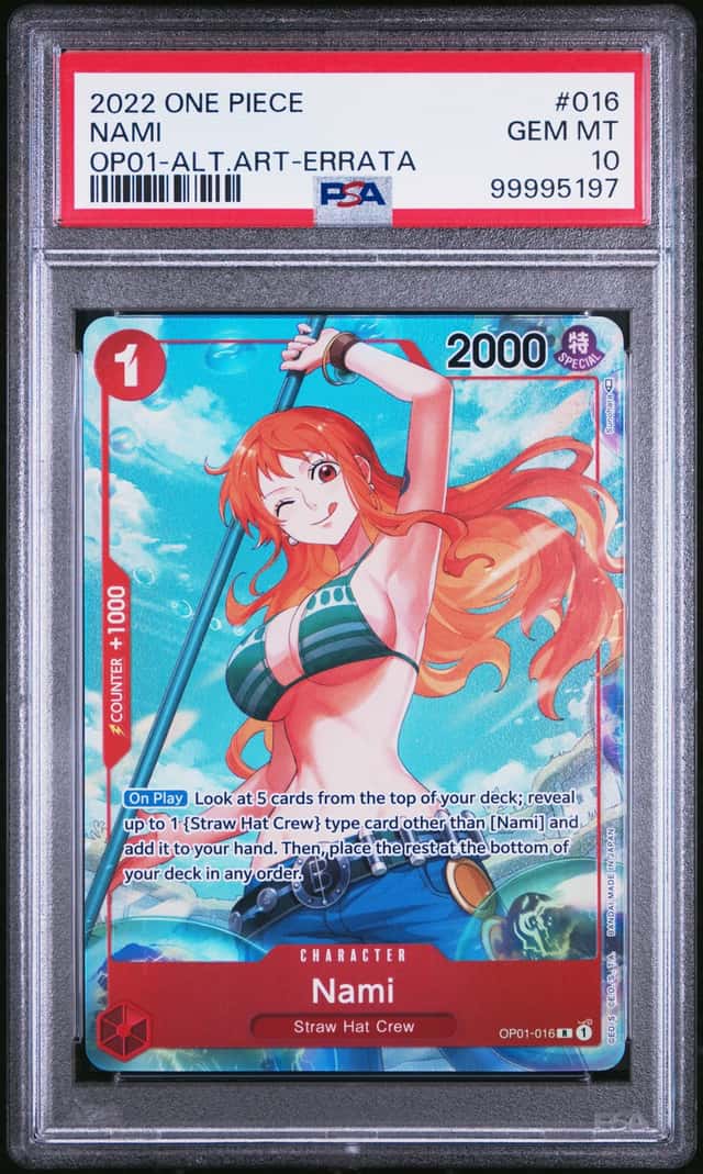 2022 One Piece OP01 En Alternate Art Errata #016 Nami PSA 10 GEM MINT