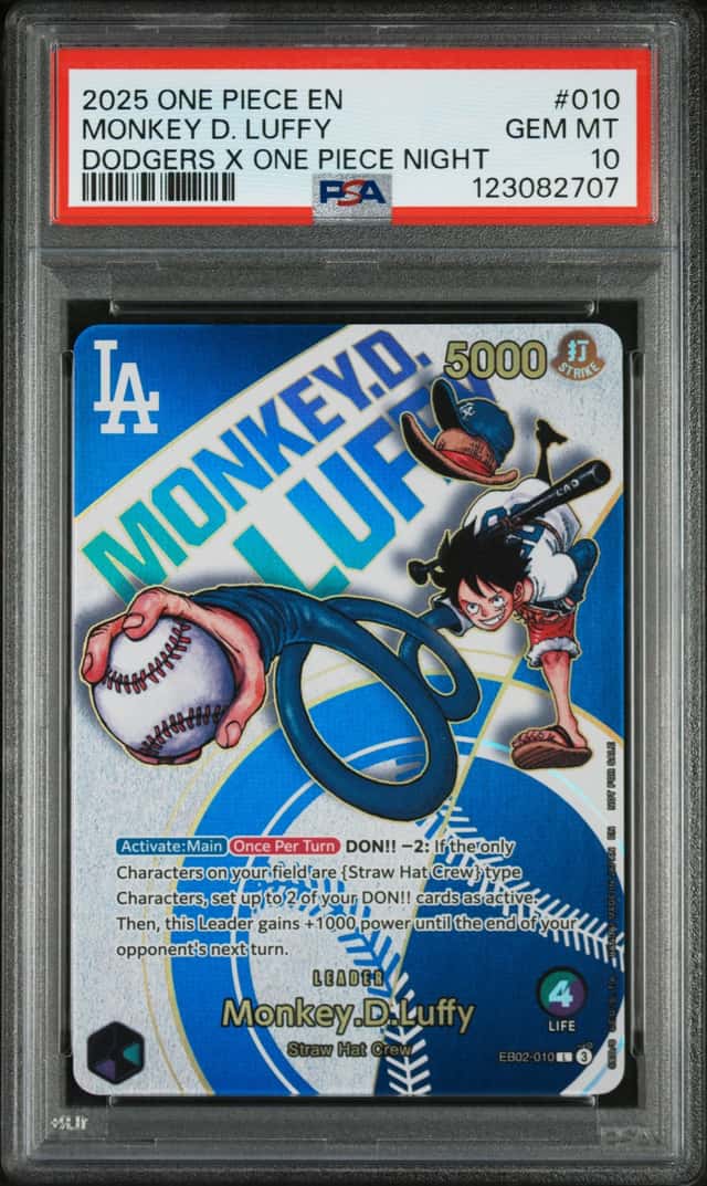 2025 One Piece Monkey D Luffy Dodgers X Night Promo #010 PSA 10 GEM MINT