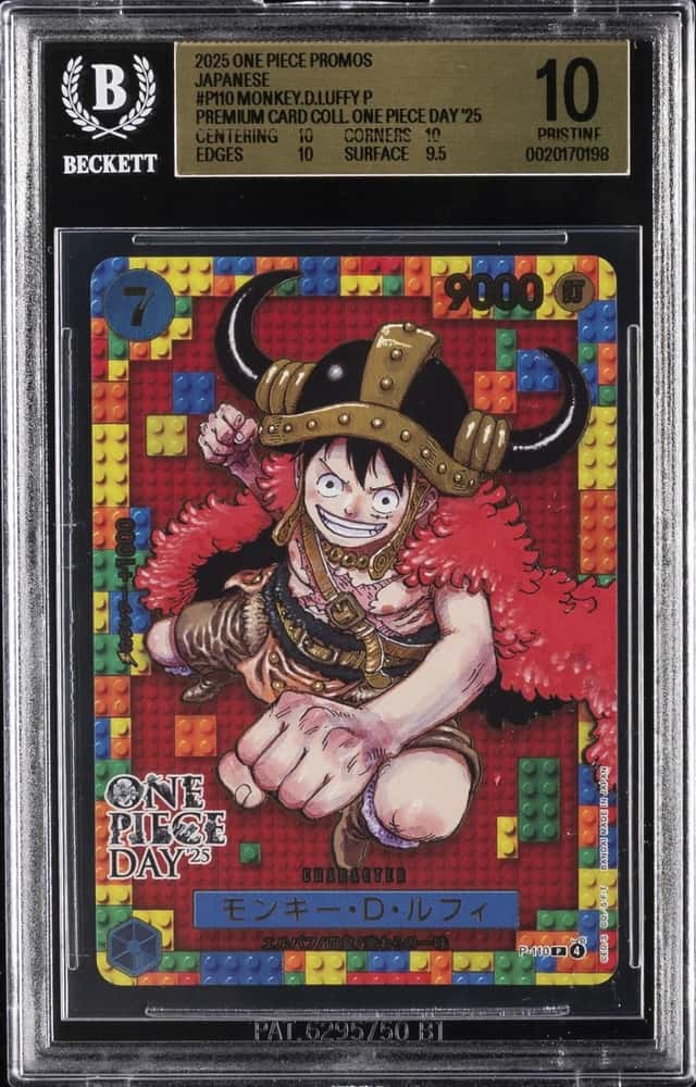2025 ONE PIECE PROMOS JAPANESE OP DAY'25 #P-110 MONKEY .D. LUFFY BGS 10