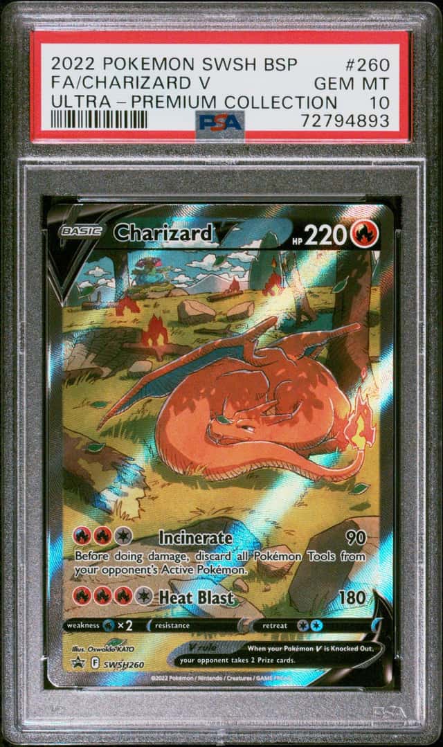 2022 POKEMON SWSH BLACK STAR PROMO #260 FULL ART/CHARIZARD V PSA 10