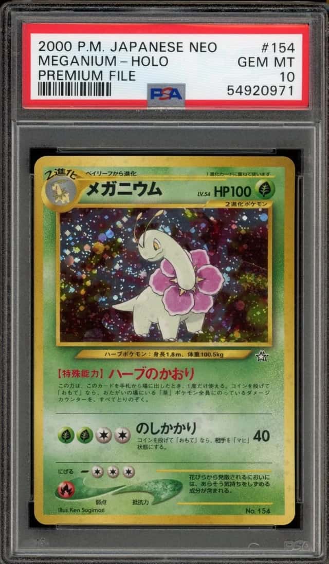 Pokemon Meganium Holo Neo Promo 154 Premium File Japanese PSA 10 Gem Mint