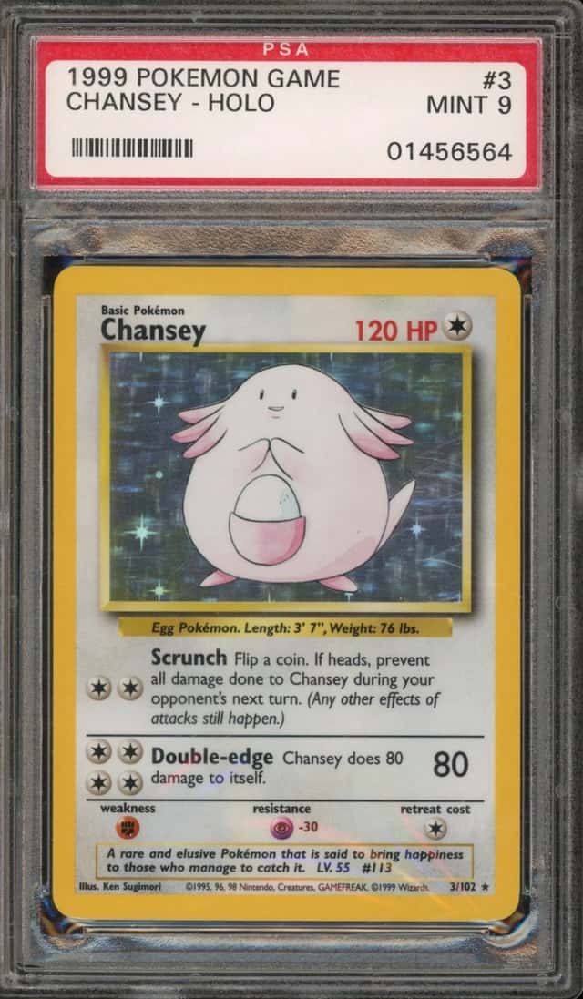 Pokemon Chansey Base Set Unlimited Holo Rare #3 PSA 9 Mint