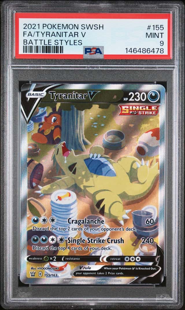 PSA 9 - 2021 Pokemon SWSH Battle Styles Tyranitar V Alt Art 155/163
